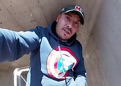 Jerked, big cock outdoor, in spanish