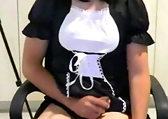 Trans Maid Milks for the Camera