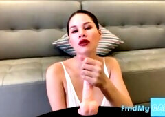 Playing with your cock - Eye Contact Blowjob by Asian Amateur with Big Tits