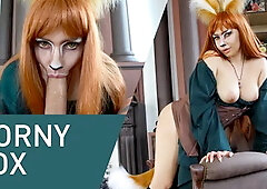 Horny Fox Sucks Huge Cock Eagerly! Cosplay, 4k!