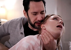 Laney Grey rides Tommy Pistol hard behind the scenes before swallowing his creampie