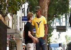 Ebony slut fucks white teen for money