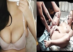 Tranny Brunette hair Screws Small Blond Hotty - Real Life Futa React