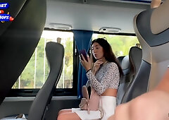 Katty West - Public Cock Jerking Off On A Bus Full Of People - Made Him Cum Hard By Hand! - Cock Flashing