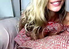 Blonde MILF Teases with Dildo
