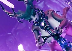 Frenetic sex session for 3D temptress with big hooters