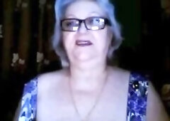 Russian granny ex-teacher flashing her fresh teacher large titties large breasts on web camera
