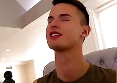 Black hunk cums on twink