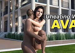 After her spouse leaves for work, his wife, Ava Addams, goes to the garden to practice yoga. Ava is wearing ebony underware, which clearly shows off h