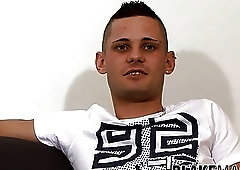 Slim British amateur tugs on his dick