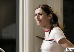 TS Natalie finally suck some bigcock