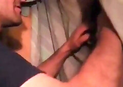 Hot sucking action at the homemade glory hole 19 2