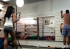 Sadistic girl whips him hard