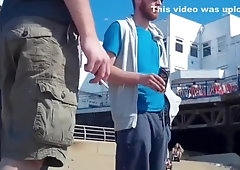 Hands in Pants at The Beach Steps Shameless Male Adjustment Trackies Brit