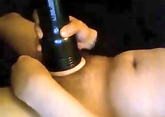 Lavish jizzing in rubber pussy