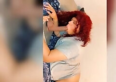 Sucking my large ebony sex toy slow and sloppy