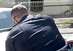 Tattoo gay threesome with facial cum