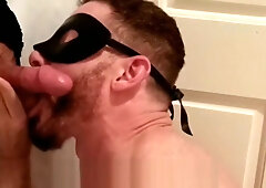 Tall slim hung bi stud with low hanging balls cums buckets at my gloryhole