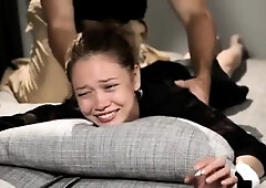 Beautiful young babe with sexy legs gets bound and tickled