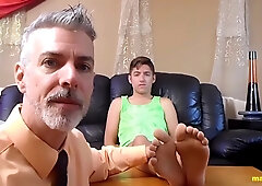 DILF Lecturer Kittles His Tied College girl