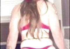 Adorable crossdresser gets bouncy with a big dildo and shakes that cute butt