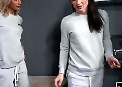 Brunette trans prisoner Natalie Mars anal toyed by cellmate