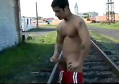 Pierre Fitch Jacking Off On A Railroad Track