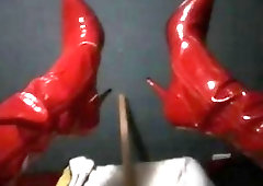 Nasty freak fucks himself with a giant toy BDSM solo