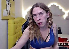 Skinny Long-Haired MILF Flaunts Big Tits Solo Webcam