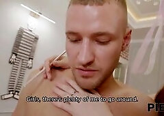 Three horny sexy witches celeberate Halloween with a single dick