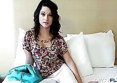 Hot brunette and a guy who is not her boyfriend are fucking like crazy all day