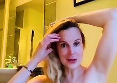 Blonde amateur MILF sucks and jerks for facial