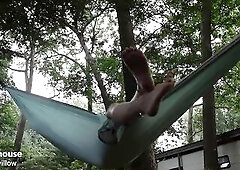 There's smth so peaceful about Me lying back in My hammock at camp, letting the breeze carry Me whilst My exposed, messy feet dangle over the edg