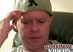 Amateur bald dude strokes his dick until it is really hard