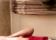 Salute from Iceland My stepmom is not that old, this babe has a glamorous body I spy her in the washroom enjoying that that babe fleshly lotioning her