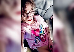 Cute tgirl is a urinal for herself