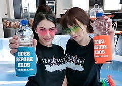 Beautiful chicks Kiara Edwards and Valentina Nappi VS long brown cock