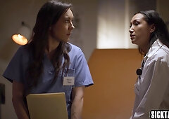 Steamy mom lesbians making out on duty