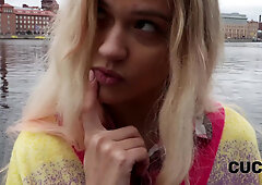 Russian slut agreed to cuck her boyfriend for some cash