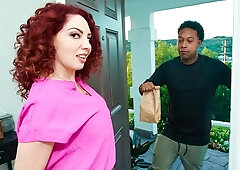 Good interracial dick-riding with a curly-haired redhead Kiki Daire