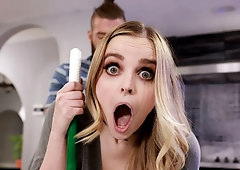 Sweeping Up With Her Big Natural Tits