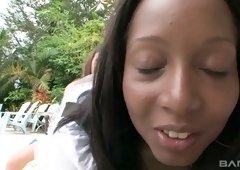 Whorish ebony waitress is polishing plump pussy of chubby chick Lexxxi Lockhart