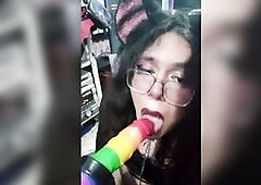 Cute little bat beauty having enjoyment (trans)