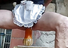 crossdresser &ndash; huge dildo anal and piss