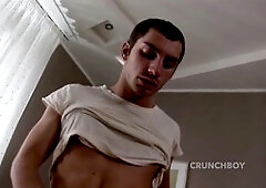 Straight guy jerks off his dick at the office desk