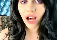 Busty babe playing with her big boobs