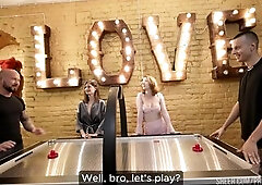 Stud bangs his ally's GF after losing to him in a game of air hockey