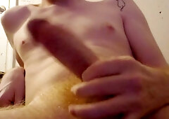 Ginger Jacks His Ample White Dick till He Blows a load