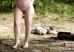 Business lady walks no petticoat