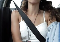 JOI in the car - Give me your cum on my titties - latin mother i'd like to fuck
